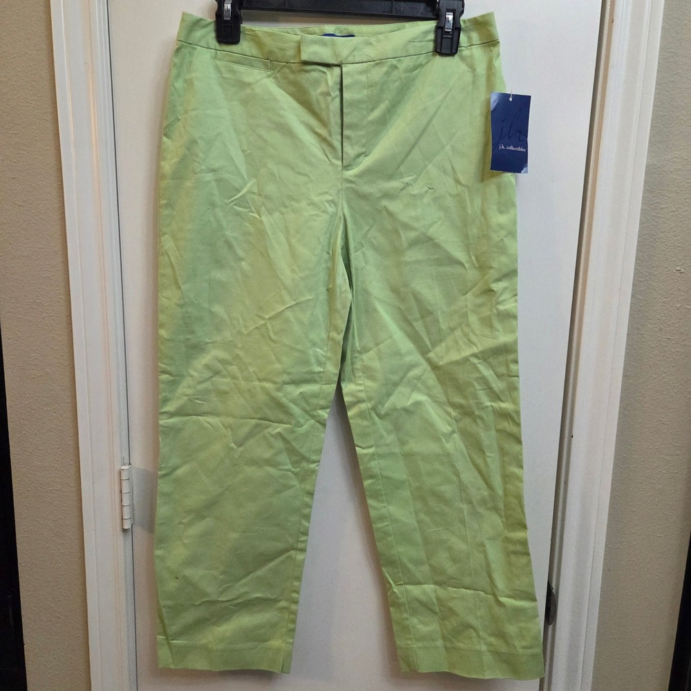 JH Collectibles Womens Lime Green Stretch Cotton Straight Leg Pants 6